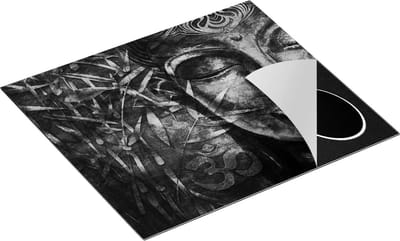Chefcare Inductie Beschermer Gouden Boeddha van Aquarel - Abstract - Zwart Wit - 60x50 cm - Afdekplaat Inductie - Kookplaat Beschermer - Inductie Mat