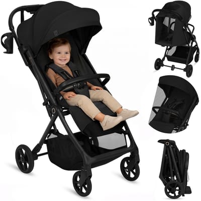 Lionelo Tansi Buggy – GravelTech Wielen – Inklapbaar Auto-Folding Systeem – Geschikt voor 6 Maanden tot 4 Jaar – Hoge Zitting tot 92 cm – 3-Stand Rugleuning – Dri-Seat Comfort – Inclusief Muggennet & Bekerhouder