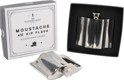 CGB - Dapper Chap Moustache 4oz Hip Flask (One Size) (Silver)
