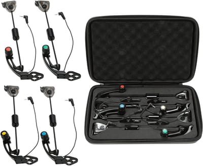 4-delige Set Vissignaalgevers met Verlichting voor Karpervissen inclusief Draagtas en Accessoires