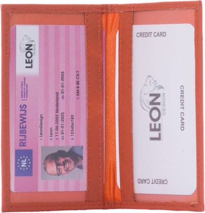 LeonDesign - pasjeshouder - oranje - leer - pasjeshouder - kaarthouder pasjes - pasjeshouder vrouwen - kaarthouder - pasjeshouder dames - mapje voor pasjes - cadeau voor vrouw - kado vrouwen verjaardag - 10 euro producten - 10 euro - ov hoesje - kado