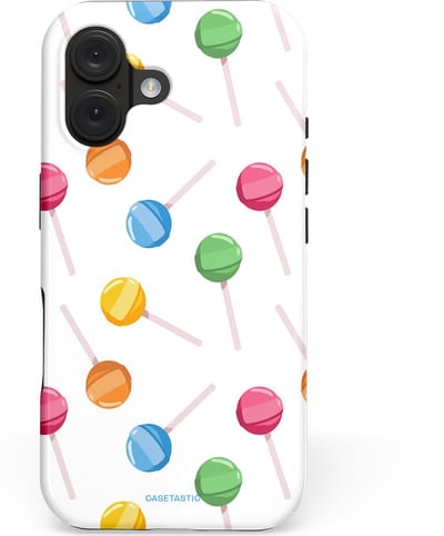 Casetastic hoesje geschikt voor Apple iPhone 16 - MagSafe - Dubbellaagse bescherming - Lollybom - Fashion Case - Wit