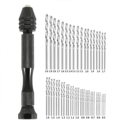 Precisie Handboor Set 49-delig – Mini Handboor met 48 HSS Micro Boortjes – Handmatige Boorset voor Modelbouw, Resin, Hout, Kunststof & Sieraden