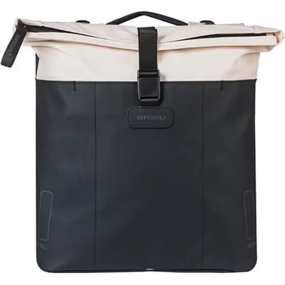 Basil Vive - Dubbele fietstas - 28-35 liter - Incl. MIK adapterplaat - Waterdicht - Reflectie details - Gerecycled materiaal - wit/zwart