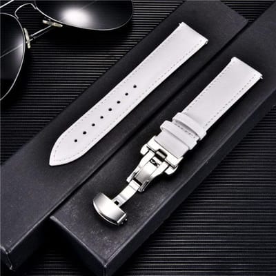 Lederen band horlogebanden 18mm 20mm 22mm 24mm horlogeband met automatische vlindersluiting gesp armbanden Correas 24mm black