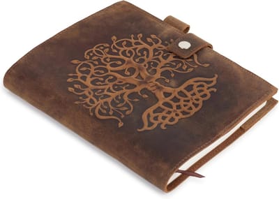 Refillbaar Leren Reisdagboek met Linnen Papier - Notitieboek voor Schrijven