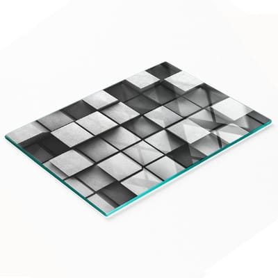 Keukenplank van gehard glas met decoratieve abstracte afbeeldingen, 80x52 cm