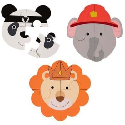 Bo Jungle - Puzzel Peuters - In Foam - Kan ook in het bad - 4 stuks per diertje - Jigsaws Baby - Badspeeltje -Animal Puzzle (3 stuks) Panda - Olifant - Leeuw