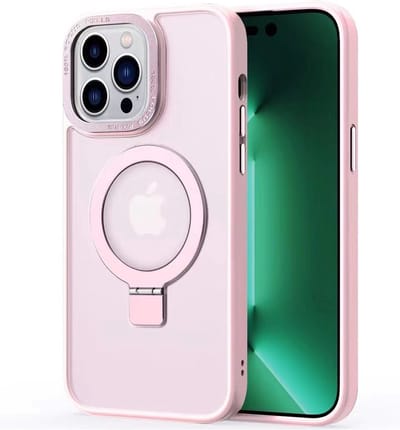 Multimedia & Accessoires Magsafe TPU Back Cover Case Hoesje met Stand geschikt voor Apple iPhone 15 Pro Max – Roze – Zachte Plastic - Siliconen – Harde Plastic – Soft Case – Flexibel