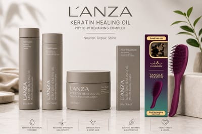 L'ANZA Keratin Healing Oil Lustrous Care Set - 300+250+210+50ml + Tangle Teezer Hair Brush