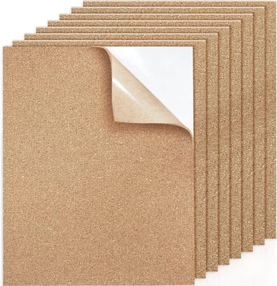 Set van 8 Zelfklevende Kurkplaten 2 mm 30 x 21 cm voor Coasters, Pinborden en Wanddecoratie, Ideaal voor DIY Projecten en Fotowanden