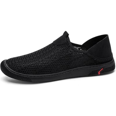 Lente en Zomer Heren Mesh Schoenen Uitgehold Ademend Mesh Vrije Tijd Sport Slip-on Lofer Business Casual Schoenen 42 zwart