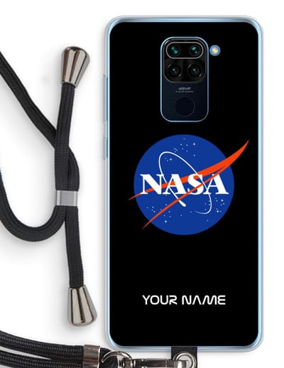 Gepersonaliseerd - Case Company® - Hoesje met koord geschikt voor Xiaomi Redmi Note 9 hoesje met Koord - NASA - Telefoonhoesje met Zwart Koord - Bescherming aan alle Kanten en Over de Schermrand