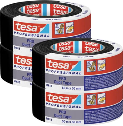 Tesa ducttape PRO - Waterdichte Reparatietape - Zwart - 50m x 50mm