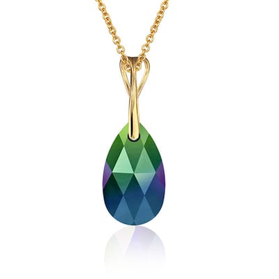 Montebello Ketting Pia DG572H - Swarovski Druppel - 925 Zilver Verguld - 16mm - 50cm