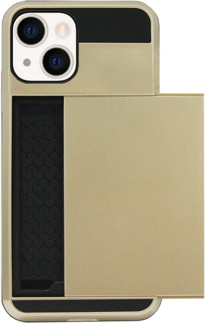 ADEL Kunststof Back Cover Hardcase Hoesje Geschikt voor iPhone 14 Pro Max - Pasjeshouder Goud