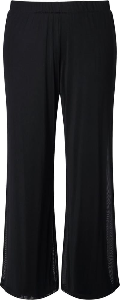Ulla Popken - Dames - Broek van slinky-mesh rechte pijpen dubbellaags - Zwart - Maat 42+