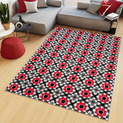 Tapiso Maya Vloerkleed Rood Slaapkamer Gebloemd Tapijten Maat- 200x300