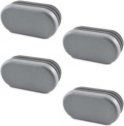 4x Ovale Buisdoppen Grijs 40x20mm - Eindkappen voor Ovale Buizen en Meubelpoten