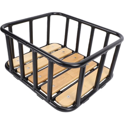 Fietsmand Achterkant Aluminium Hout Fietsrek Opbergmand met Regenhoes en Net voor de Meeste Fietsen Elektrische Fietsen beige