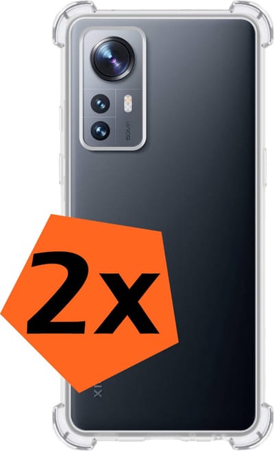 Hoes - 2 Stuks - Geschikt voor Xiaomi 12 - Sterk & Shockproof - Siliconen Case - Back Cover - Telefoon Hoesje Shock Proof - Transparant