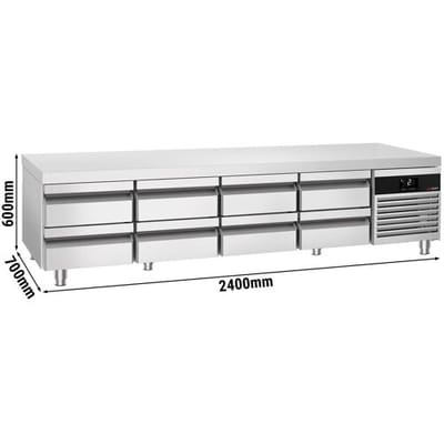 GGM Gastro Kühlunterbau Premium - 2400mm - 310 Liter - 8 Schubladen Zilver
