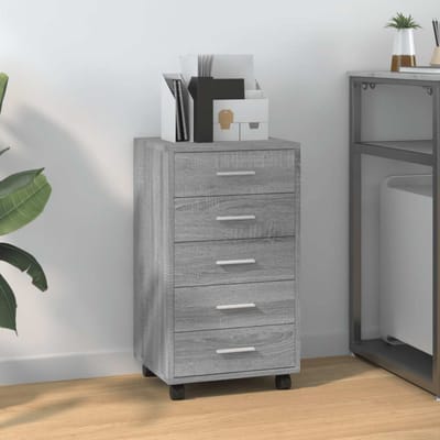 vidaXL - Ladekast - met - wieltjes - bewerkt - hout - grijs - sonoma - eiken