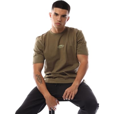 Marshall Artist Heren T-shirt met berglogo, normale pasvorm (Khaki)