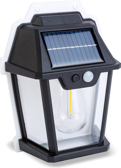 Landelijke Hangende Tuin Lantaarn met LED Bol lamp Solar - Windlicht op Zonne-Energie - Wandlamp voor Buiten - Warm wit - Bewegingssensor