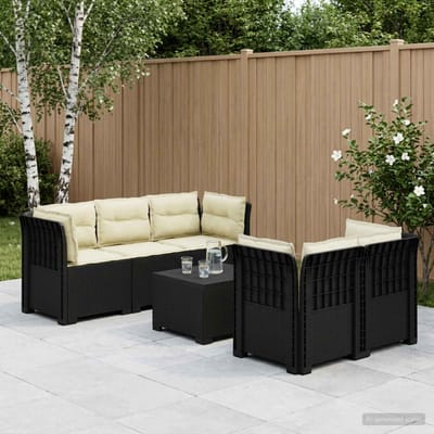 vidaXL - 5-Zits - Tuinbank - met - Kussens - Rattanlook - PP - Antraciet