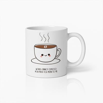 Schattige Koffiemok 330ml – Woorden Kunnen Niet Espresso Hoeveel Je Voor Me Betekent – Grappige Pun Cadeau Beker