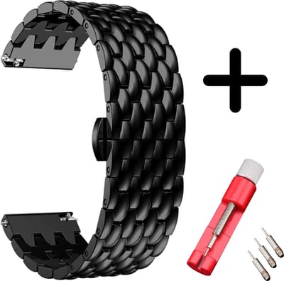 Strap-it stalen draak bandje zwart + toolkit - geschikt voor Samsung Galaxy Watch 3 45mm / Galaxy Watch 1 46mm / Gear S3