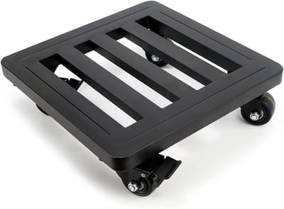 Plantenroller Vierkant - Bloempot Onderzetter - Planten Verplaatsen - Extra Sterk Staal - 40-50 cm - Zwart