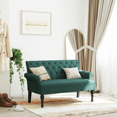 vidaXL - Bankje - met - rugleuning - 120x62x75,5 - cm - stof - donkergroen