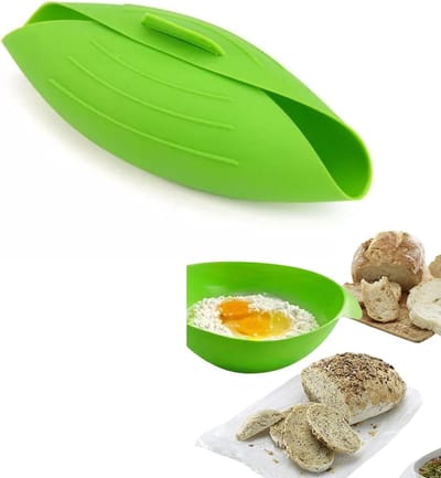 Siliconen broodkom / bakvorm voor brood, flexibele vorm voor zelfgebakken brood (zoals zuurdesem), eenvoudig mengen, laten rijzen en bakken (groen)