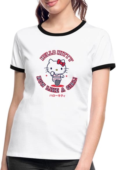 Hello Kitty Run Like A Girl Vrouwen Contrast Shirt
