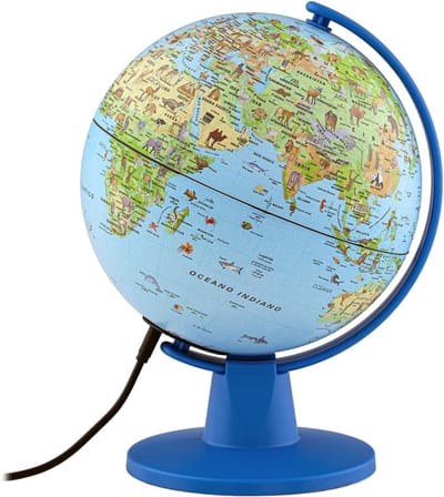 Wereldbol Met Verlichting - Led Lamp Kinderen - Bureaulamp - Blauw
