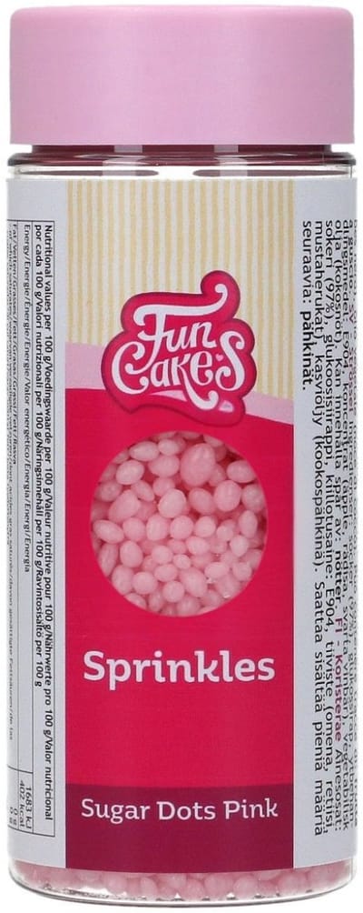 FunCakes Sugar Dots - Roze - 80g - Eetbare Taartdecoratie