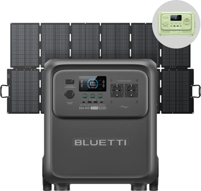 BLUETTI Elite 400 met Sora 500 - 3840Wh 2600W Powerstation met 500W Zonnepaneel - Duurzame energie - met handvatten/wielen – voor uitstapjes in de buitenlucht.