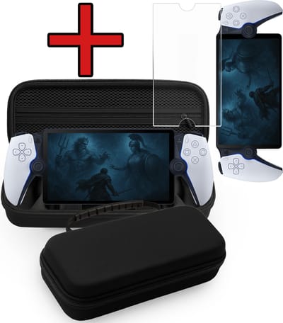Hoes Geschikt voor PlayStation Portal Case Hard Cover Bescherm Hoesje Met Screenprotector - Case Geschikt voor PlayStation Portable Hoes - Zwart