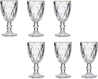 Vivalto - Wijnglazen - 6x - kristal look- gouden rand - 330 ml