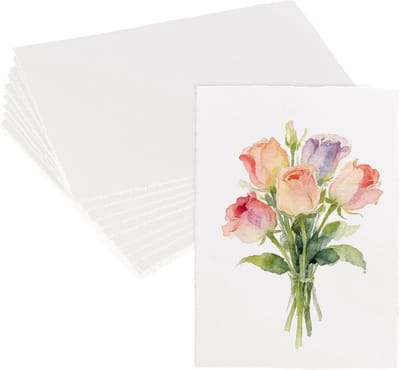Aquarelpapier 300 g/m², 30 Vellen A4 Handgemaakt Katoen Papier voor Schilderen, Tekenen en Kalligrafie