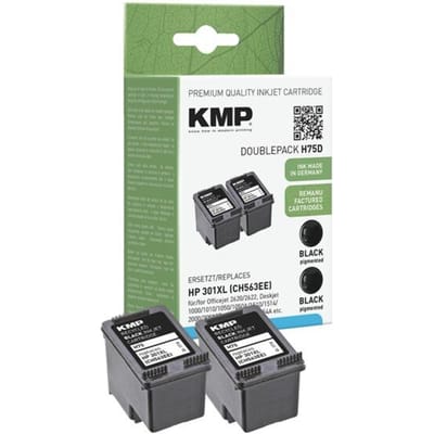 KMP Inktcartridge vervangt HP 301XL, CH563EE Compatibel 2-pack Zwart H75D 1719,4021