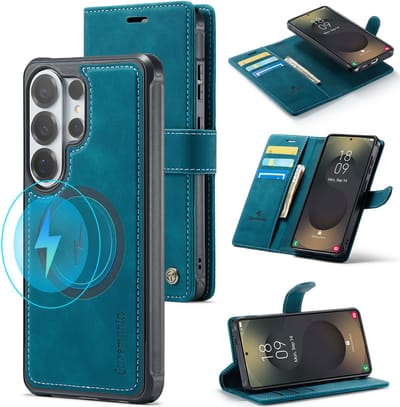 Casemania Hoesje Geschikt voor Samsung Galaxy S26 Ultra - Emerald Green - Kunstleer 2 in 1 Afneembare Bookcase - Geschikt voor MagSafe - Magnetische Telefoonhoesje met Pasjeshouder en Standaardfunctie