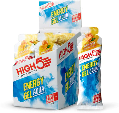 HIGH5 - Isotonic Energy Gel Aqua - Energie Gel met Extra Toegevoegd Water - Isotone Sportgel - Orange Smaak - Hardlopen & Wielrennen - 20 x 66ml