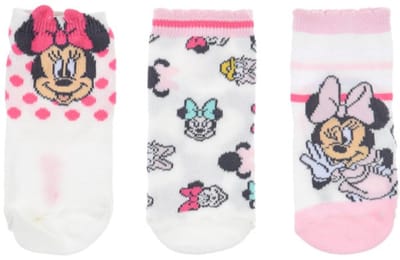 Disney Minnie Sokken - 0-6 maanden - Babysokken - Sokjes - 3 paar - Voor baby’s - Voor meisjes - Minnie Mouse - Wit/roze