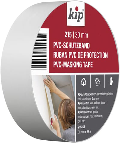 Kip - PVC-Beschermband - Wit - 30mmx33m - Premium Plus zacht PVC afplaktape met natuurrubberlijm voor gladde ondergronden zoals hout, aluminium en glas - Vormstabiel, waterbestendig en ideaal voor stuc- en pleisterwerk binnen en buiten