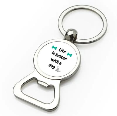 Akyol - life is better with a dog flesopener - Honden - honden liefhebbers - verjaardag - cadeau - kado - geschenk - 9 bij 3 cm