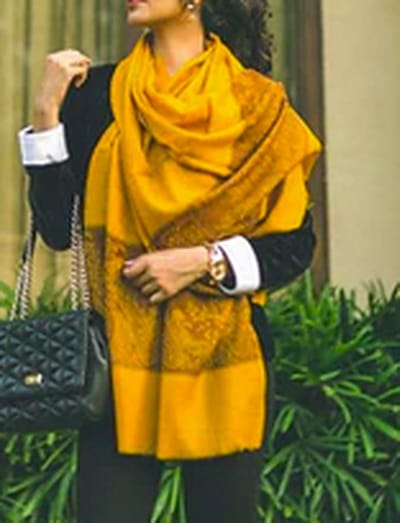 N3 Collecties Pashmina Paisley Sjaal: Geel