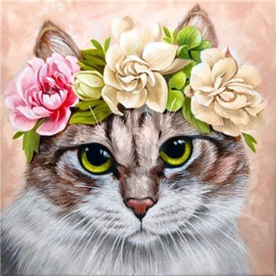 Peinture Diamant 5D DIY Chat Animal Forage Rond Complet Broderie Diamant Point de Croix 30x30CM black